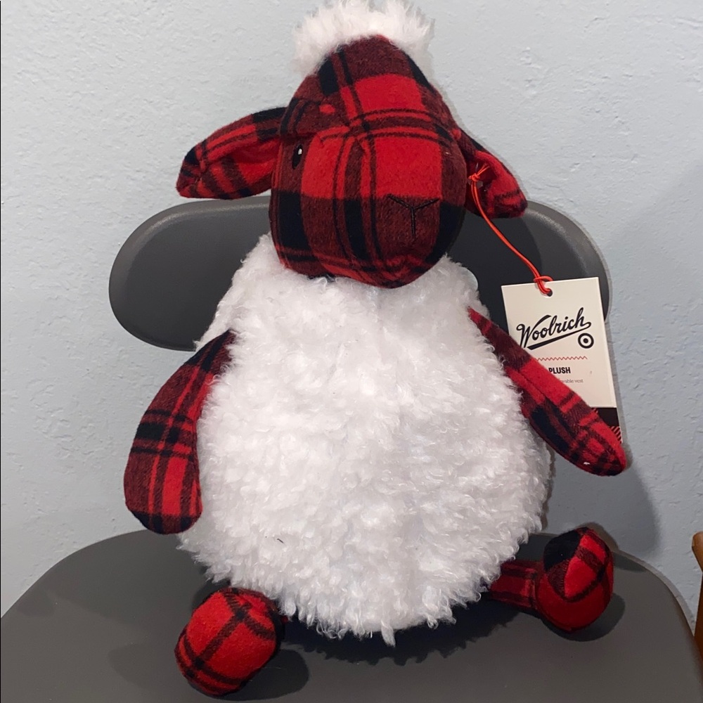 Woolrich x Target Buffalo Red & Black Plaid Sheep Plush w/ Removable Vest NWT